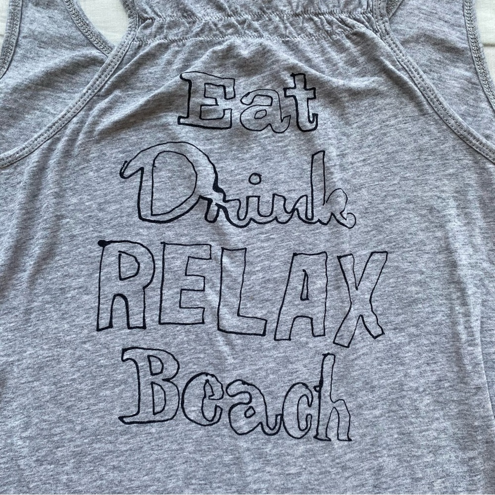 Only Grey Graphic Racerback Tank Top with Black Print - Picture 5 of 7